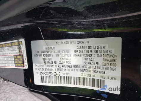 2008 Mazda Cx-9 Sport z USA, uszkodzony, nr VIN JM3TB28V380129419